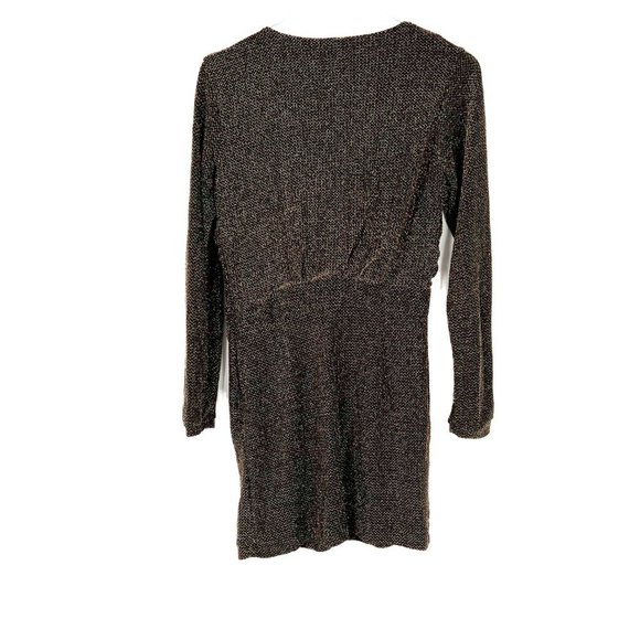 MNG Mango Metallic Gold Black Long Sleeve Mini Dress Size XS EUC W2572 - Picture 11 of 13